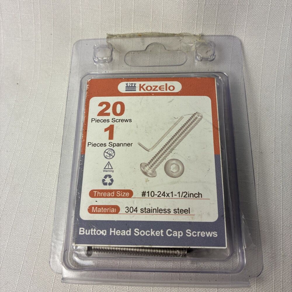 Kozelo 20pcs Button Head socket Cap Screws 304 Stainless Steel New 10 24x1 1/2